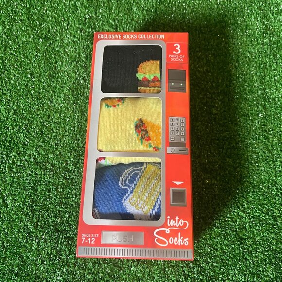 Into Socks Vending Machine Novelty 3 Pairs Pack Gift Box Socks Size 7-12 NEW - Picture 11 of 16